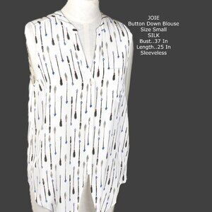 JOIE Top Blouse Button Down S Silk Geometric Pattern Bin 8